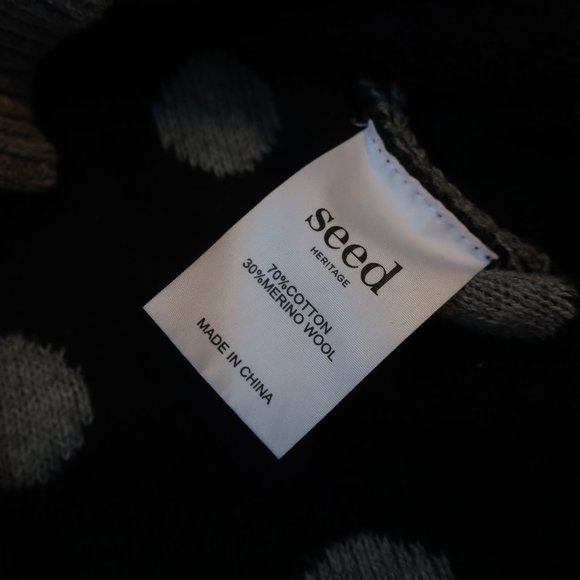 **HOST PICK** SEED WOOL/COTTON GREY MARLE CURVE HEM SPOT JUMPER SIZE XS - Picture 4 of 6